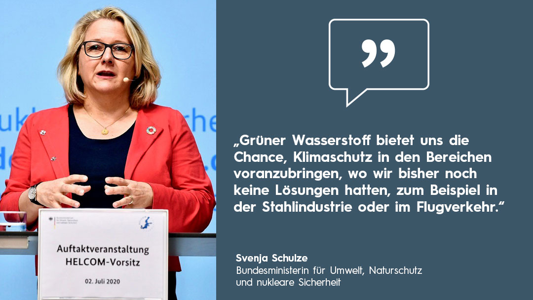 Zitat Bundesumweltministerin Svenja Schulze zu grünem Wasserstoff